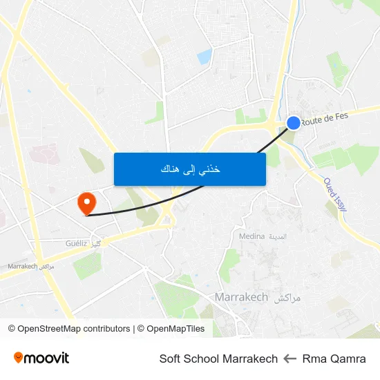 Rma Qamra to Soft School Marrakech map