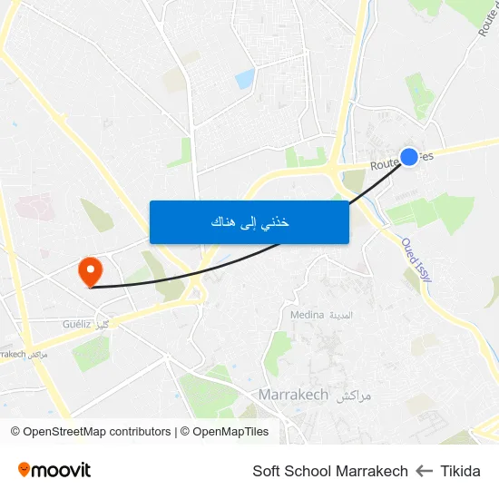 Tikida to Soft School Marrakech map