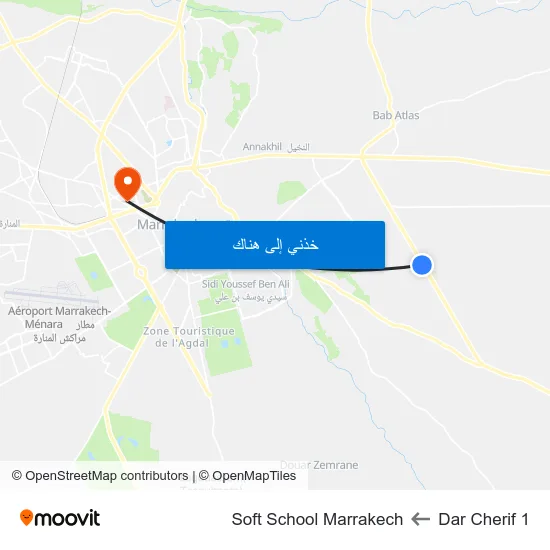 Dar Cherif 1 to Soft School Marrakech map