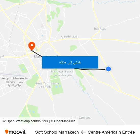 Centre Américain Entrée to Soft School Marrakech map