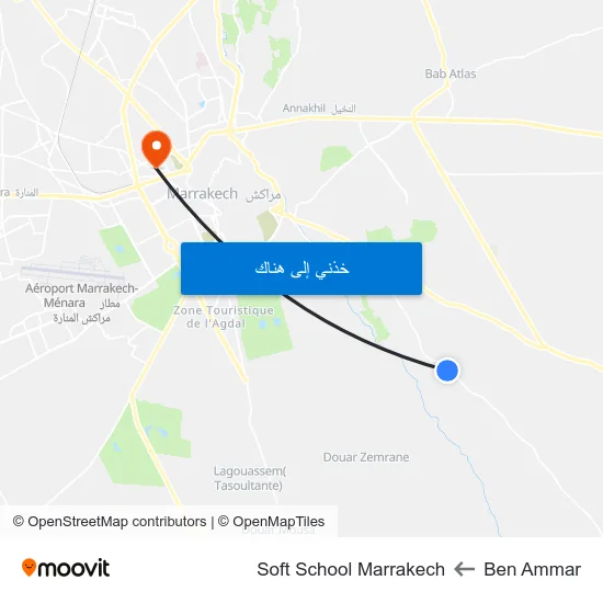 Ben Ammar to Soft School Marrakech map