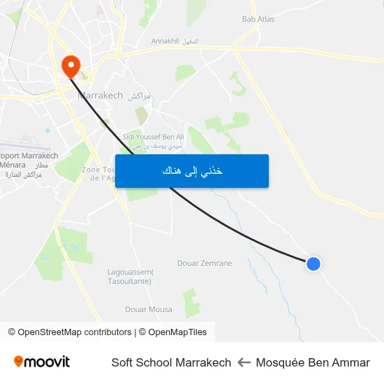 Mosquée Ben Ammar to Soft School Marrakech map