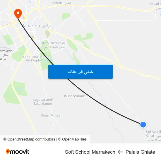 Palais Ghiate to Soft School Marrakech map