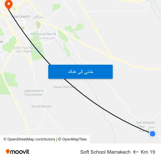 Km 19 to Soft School Marrakech map