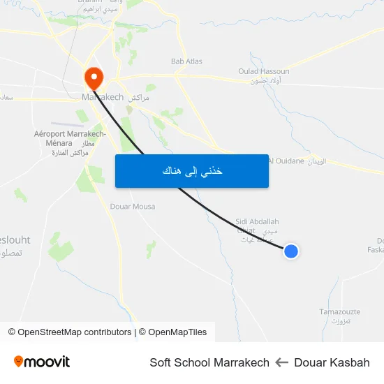 Douar Kasbah to Soft School Marrakech map