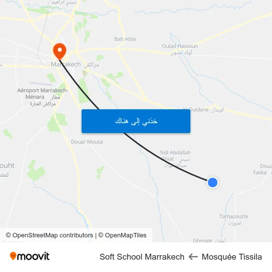 Mosquée Tissila to Soft School Marrakech map