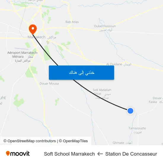 Station De Concasseur to Soft School Marrakech map