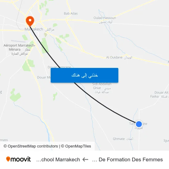 Centre De Formation Des Femmes to Soft School Marrakech map