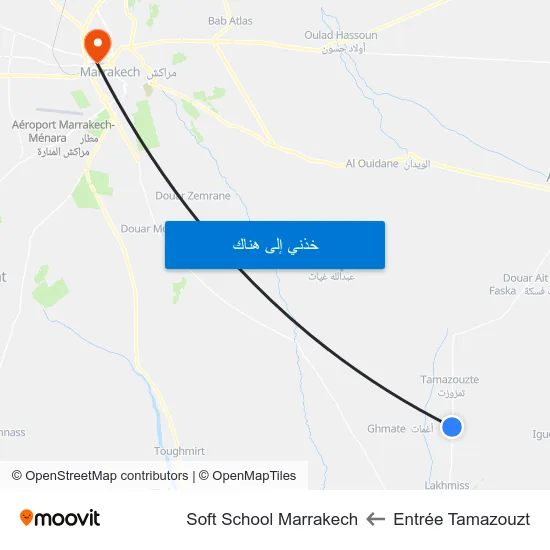 Entrée Tamazouzt to Soft School Marrakech map