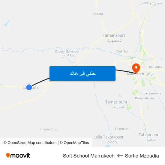 Sortie Mzoudia to Soft School Marrakech map