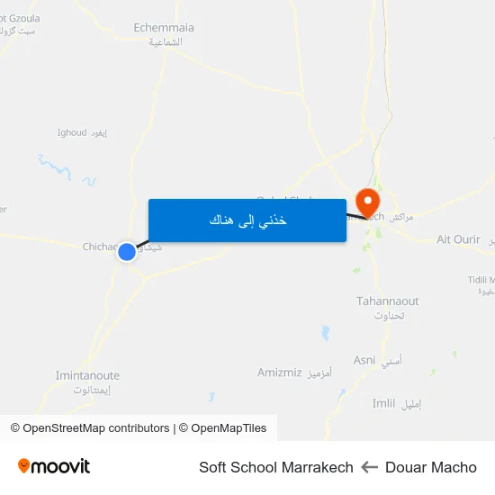 Douar Macho to Soft School Marrakech map