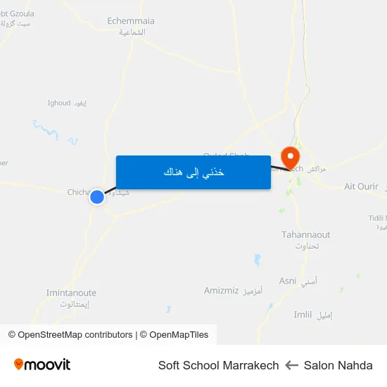 Salon Nahda to Soft School Marrakech map