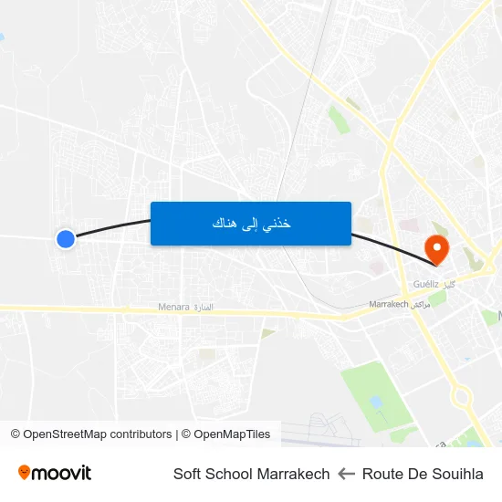 Route De Souihla to Soft School Marrakech map