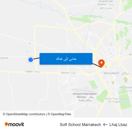 Lhaj Lbaz to Soft School Marrakech map