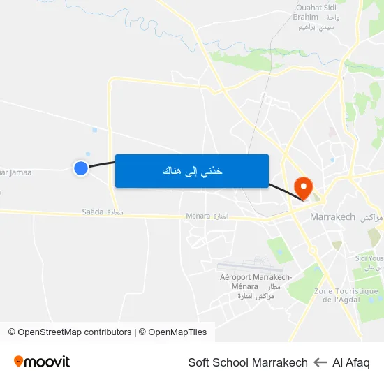 Al Afaq to Soft School Marrakech map