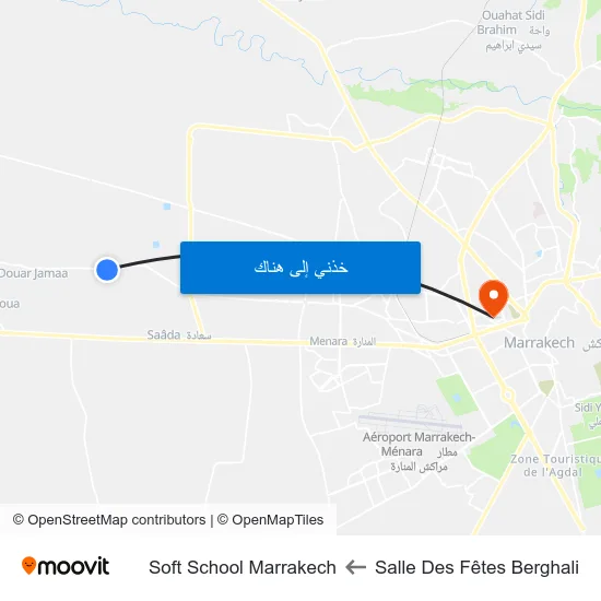 Salle Des Fêtes Berghali to Soft School Marrakech map