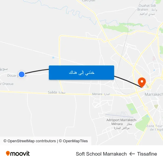 Tissafine to Soft School Marrakech map