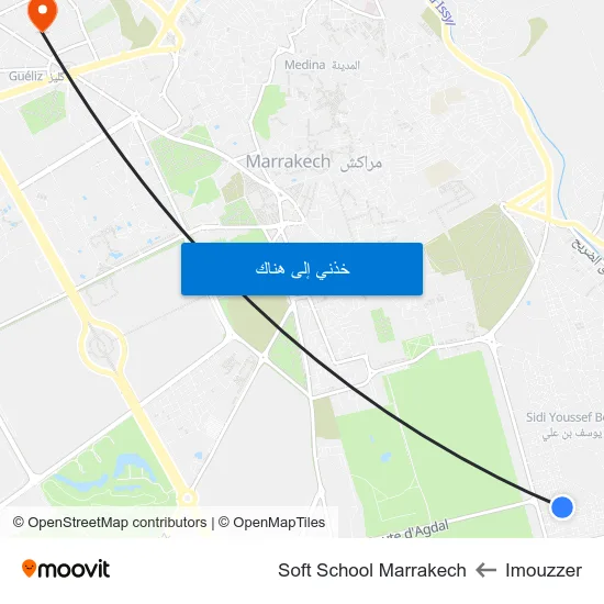 Imouzzer to Soft School Marrakech map