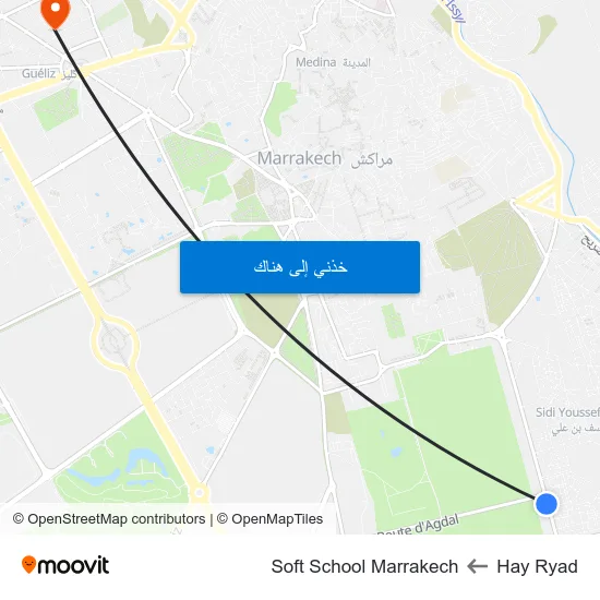 Hay Ryad to Soft School Marrakech map