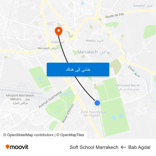 Bab Agdal to Soft School Marrakech map