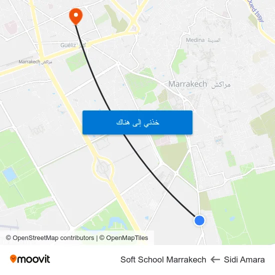 Sidi Amara to Soft School Marrakech map