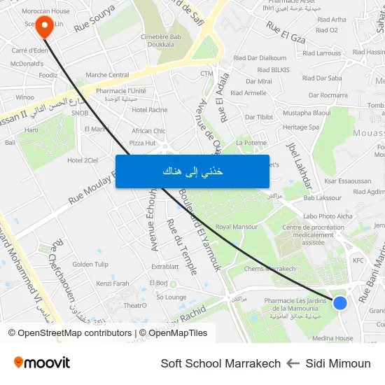 Sidi Mimoun to Soft School Marrakech map