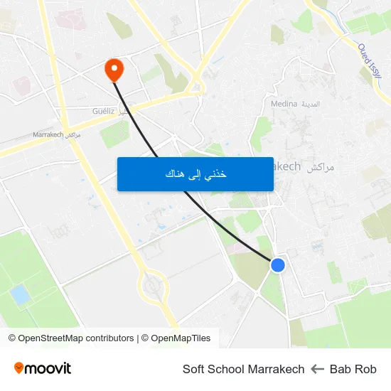 Bab Rob to Soft School Marrakech map