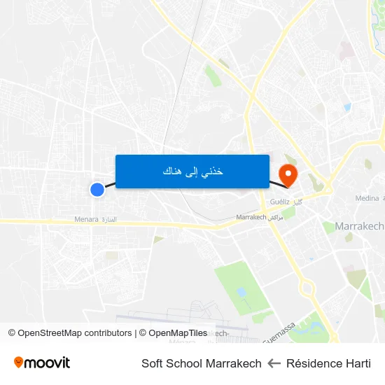 Résidence Harti to Soft School Marrakech map