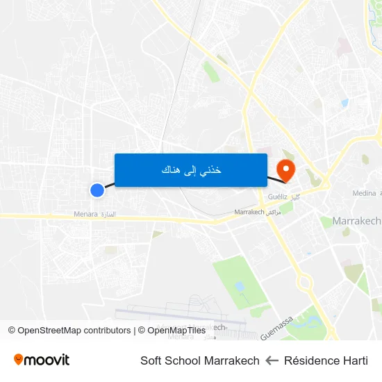 Résidence Harti to Soft School Marrakech map