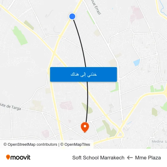 Mme Plaza to Soft School Marrakech map