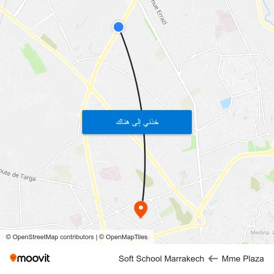 Mme Plaza to Soft School Marrakech map