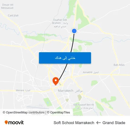 Grand Stade to Soft School Marrakech map