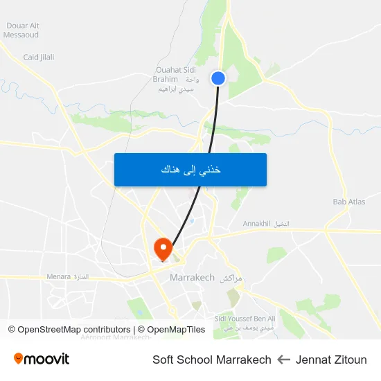 Jennat Zitoun to Soft School Marrakech map