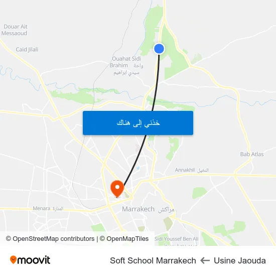Usine Jaouda to Soft School Marrakech map