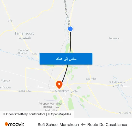 Route De Casablanca to Soft School Marrakech map