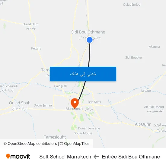 Entrée Sidi Bou Othmane to Soft School Marrakech map