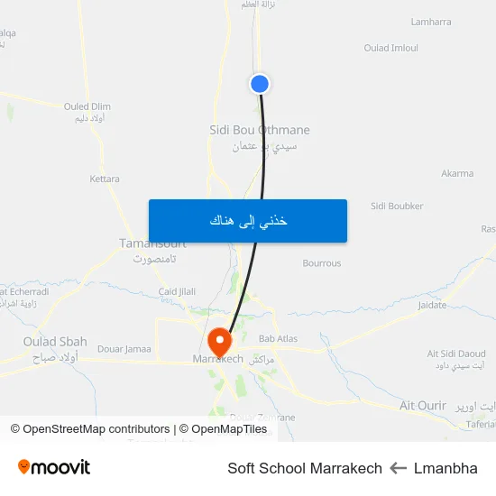 Lmanbha to Soft School Marrakech map