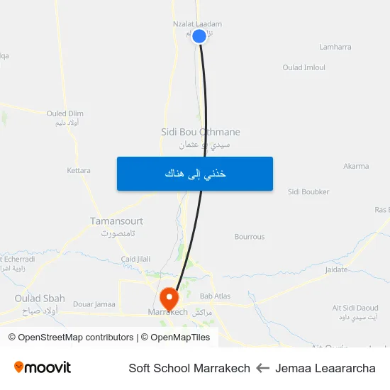 Jemaa Leaararcha to Soft School Marrakech map