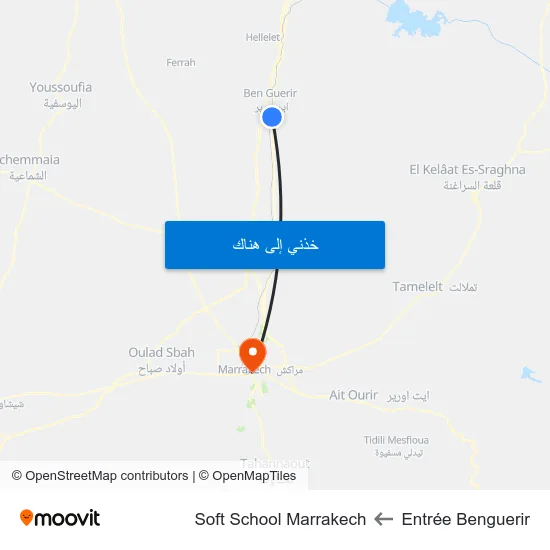 Entrée Benguerir to Soft School Marrakech map