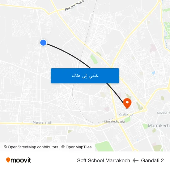 Gandafi 2 to Soft School Marrakech map