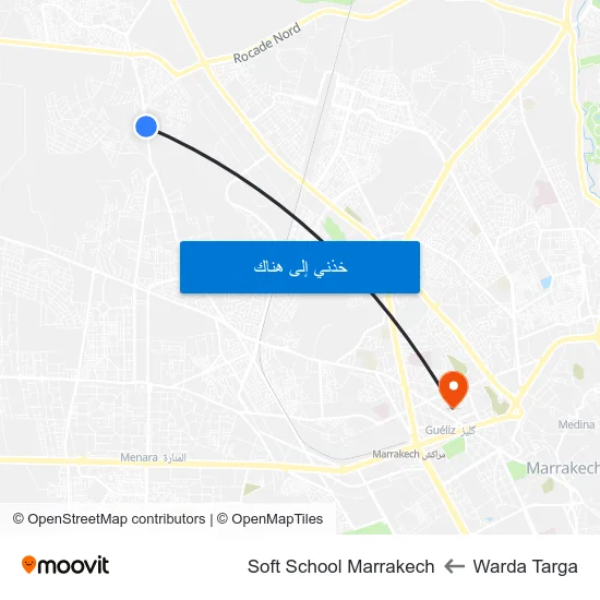 Warda Targa to Soft School Marrakech map