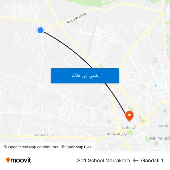 Gandafi 1 to Soft School Marrakech map