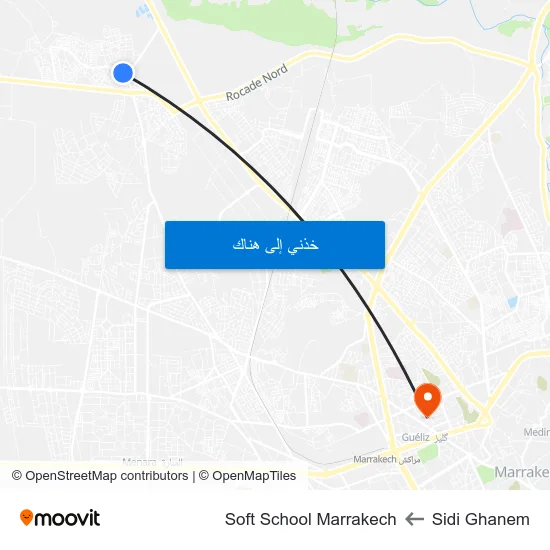 Sidi Ghanem to Soft School Marrakech map