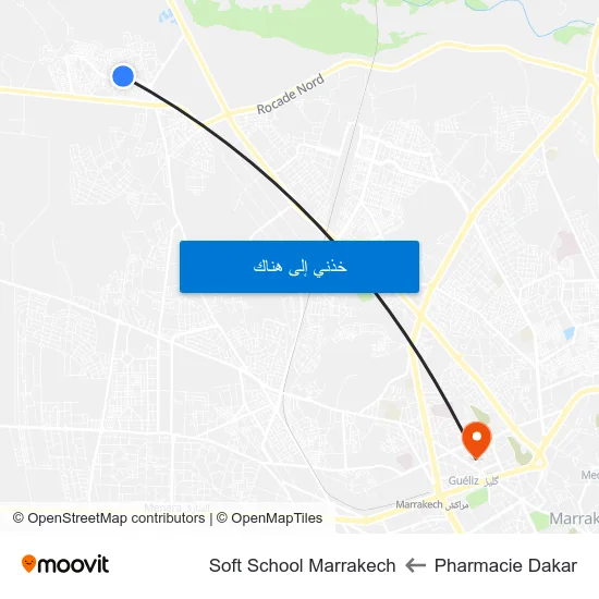 Pharmacie Dakar to Soft School Marrakech map