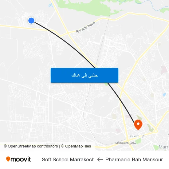 Pharmacie Bab Mansour to Soft School Marrakech map