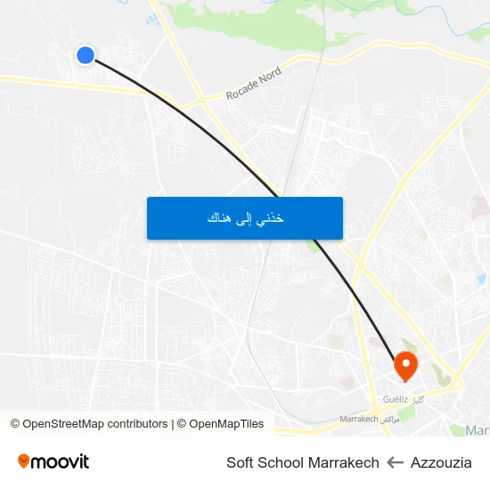 Azzouzia to Soft School Marrakech map