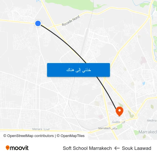 Souk Laawad to Soft School Marrakech map