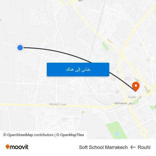 Rouhi to Soft School Marrakech map
