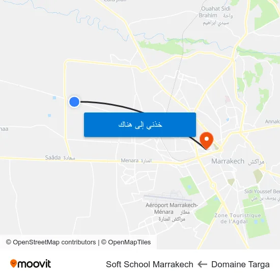 Domaine Targa to Soft School Marrakech map