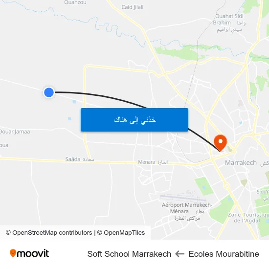 Ecoles Mourabitine to Soft School Marrakech map